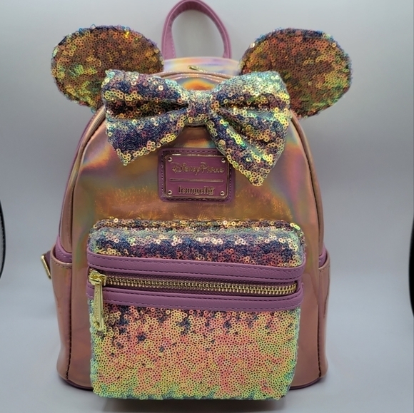 Loungefly Pink EARidescent Iridescent Disney Parks 50th Anniversary Backpack - Picture 2 of 7